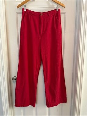 Umgee Red Wide-Leg cotton boho pants small